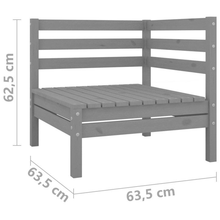 Dvivietė sodo sofa, pilkos spalvos, pušies medienos masyvas