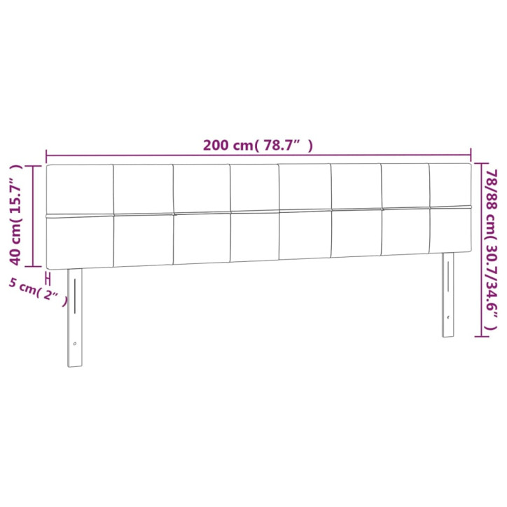 Galvūgalis su LED, tamsiai pilkas, 200x5x78/88cm, audinys