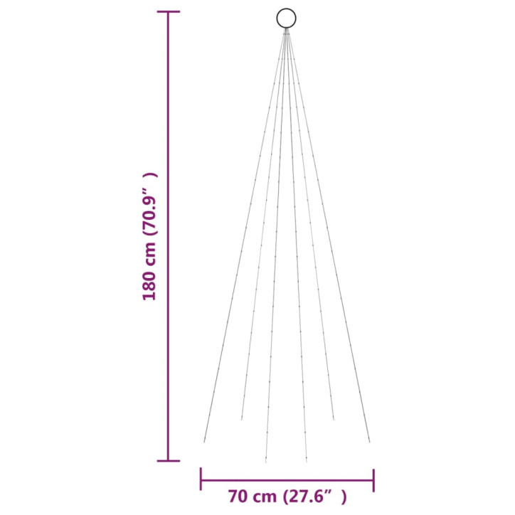 Kalėdų eglutė ant vėliavos stiebo, 180cm, 108 spalvotos LED