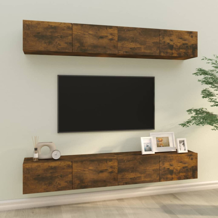 Sieninės TV spintelės, 4vnt., dūminio ąžuolo, 100x30x30cm