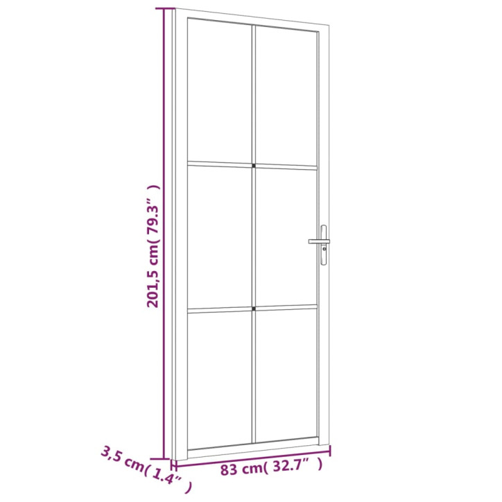 Vidaus durys, juodos, 83x201,5cm, matinis stiklas ir aliuminis