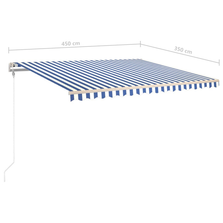 Rankiniu būdu ištraukiama markizė, mėlyna ir balta, 4,5x3,5m