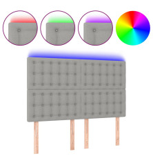 Galvūgalis su LED, šviesiai pilkas, 144x5x118/128cm, audinys