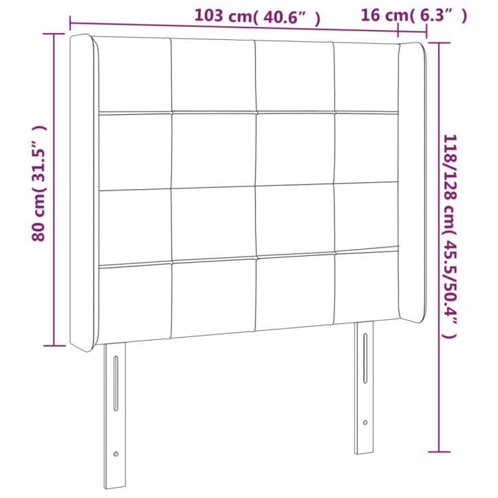 Galvūgalis su LED, tamsiai pilkas, 103x16x118/128cm, aksomas