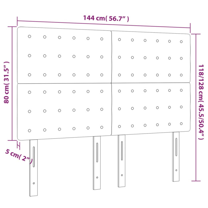 Galvūgalis su LED, šviesiai pilkas, 144x5x118/128cm, audinys