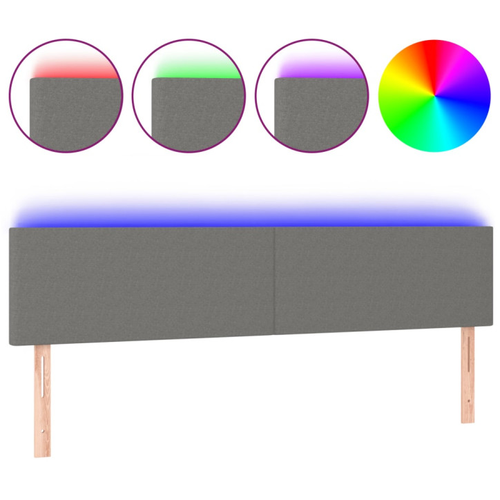 Galvūgalis su LED, tamsiai pilkas, 160x5x78/88cm, audinys