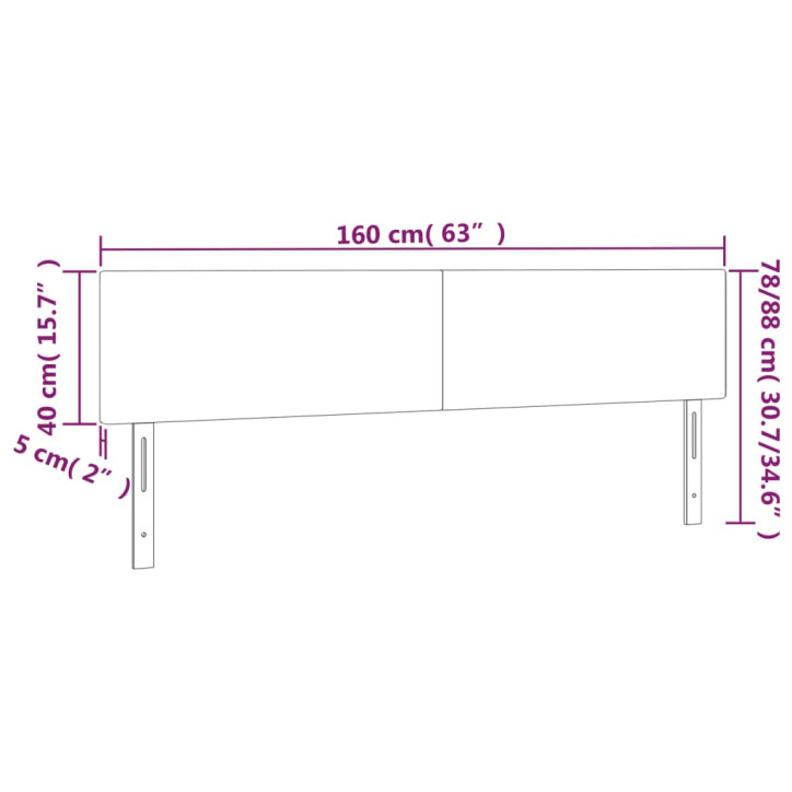 Galvūgalis su LED, tamsiai pilkas, 160x5x78/88cm, audinys