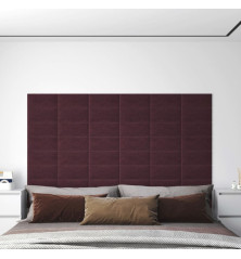 Sienų plokštės, 12vnt., violetinės, 30x15cm, audinys, 0,54m²