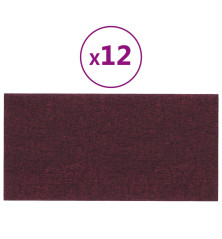 Sienų plokštės, 12vnt., violetinės, 30x15cm, audinys, 0,54m²