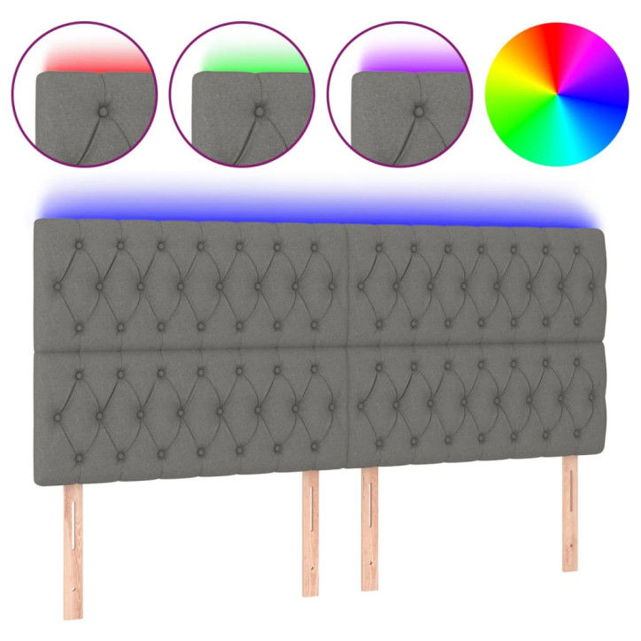 Galvūgalis su LED, tamsiai pilkas, 180x7x118/128cm, audinys