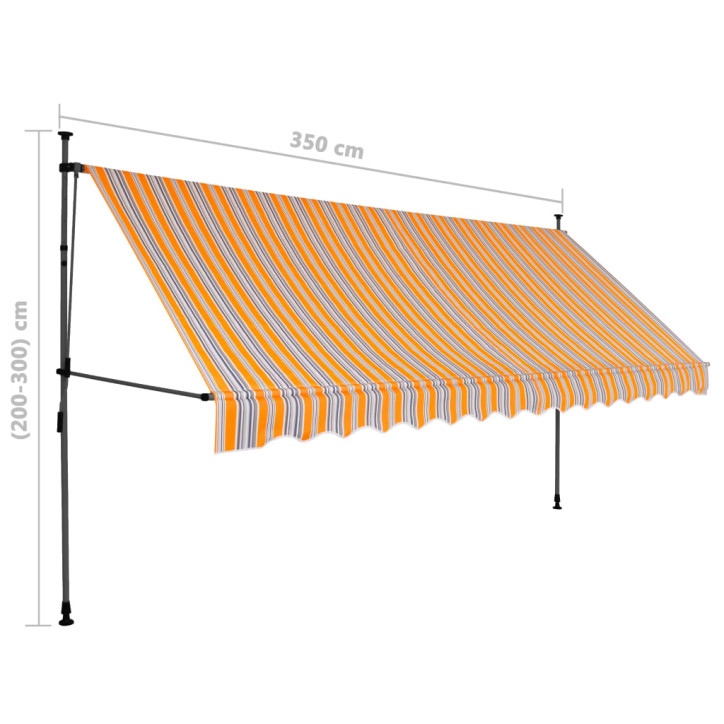 Rankinė ištraukiama markizė su LED, geltona ir mėlyna, 350cm