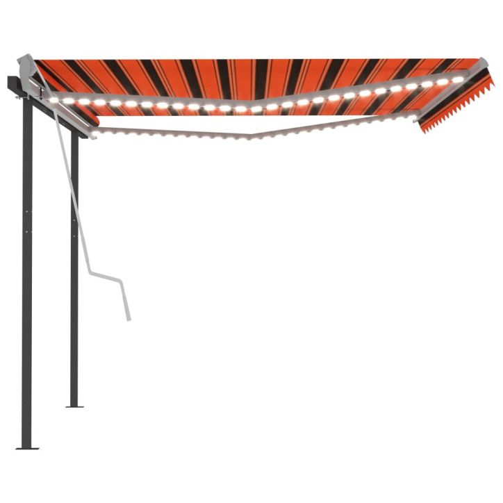 Rankiniu būdu ištraukiama markizė su LED, oranžinė/ruda, 4x3m