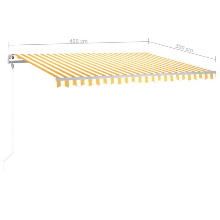 Rankiniu būdu ištraukiama markizė su LED, geltona/balta, 4x3m