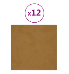 Sienų plokštės, 12vnt., rudos, 30x30cm, aksomas, 1,08m²