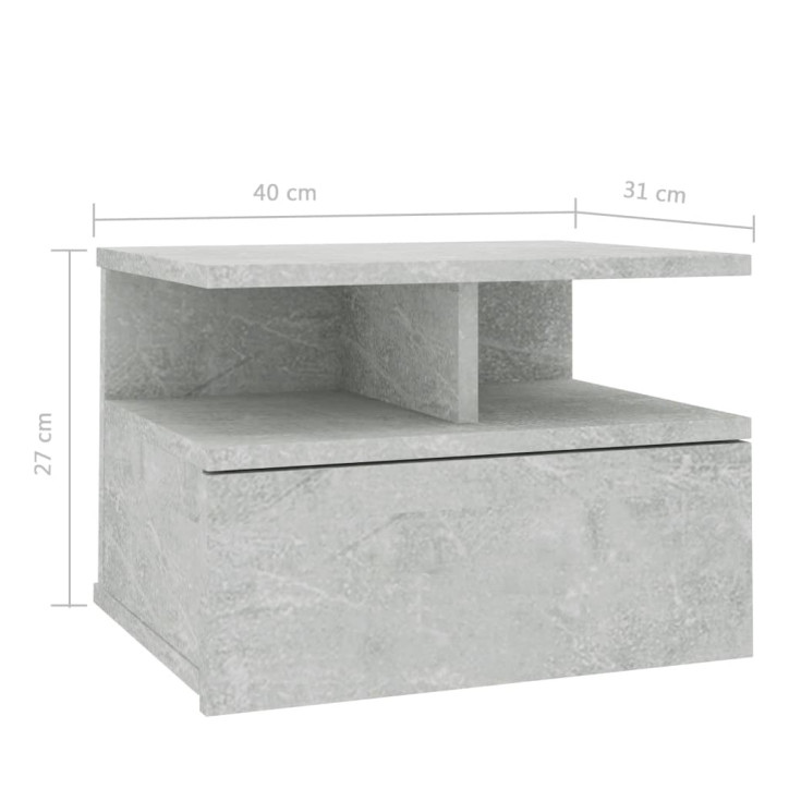 Pakab. naktinis staliukas, betono pilkos sp., 40x31x27cm, MDP