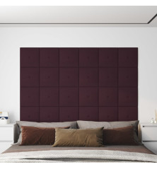 Sienų plokštės, 12vnt., violetinės, 30x30cm, audinys, 1,08m²