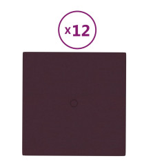 Sienų plokštės, 12vnt., violetinės, 30x30cm, audinys, 1,08m²