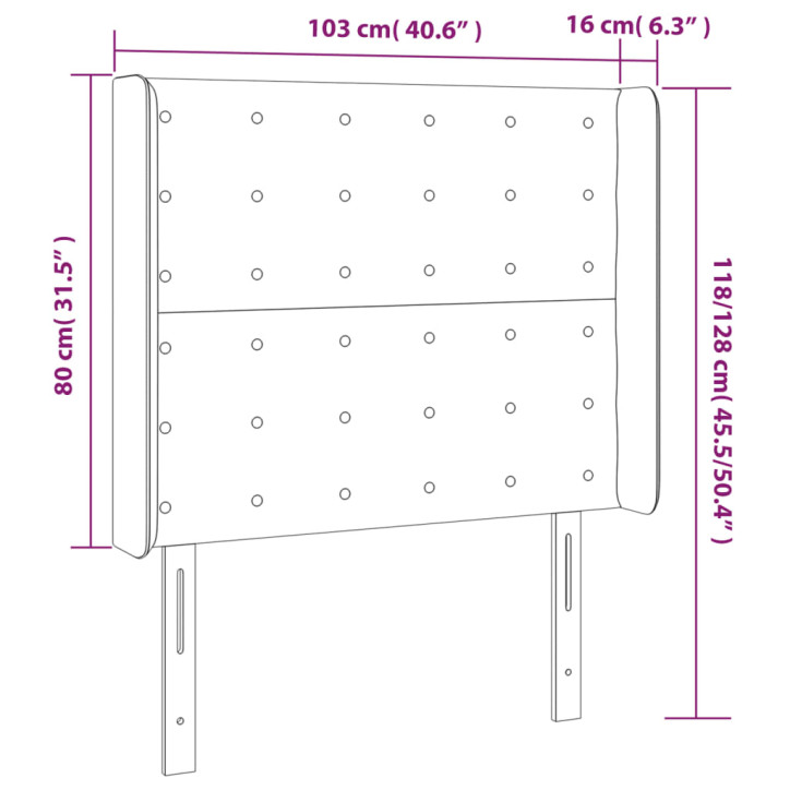 Galvūgalis su LED, baltos spalvos, 103x16x118/128 cm