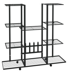 Gėlių stovas su ratukais, juodas, 94,5x24,5x91,5cm, geležis