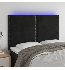 Galvūgalis su LED, juodos spalvos, 144x5x118/128cm, aksomas