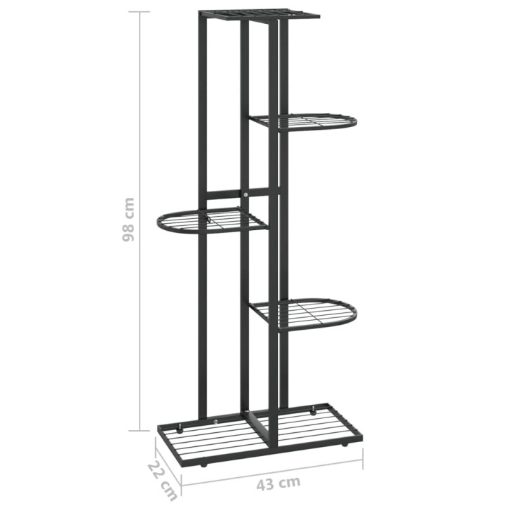 Stovas augalams, 5 lentynos, juodas, 43x22x98cm, metalas