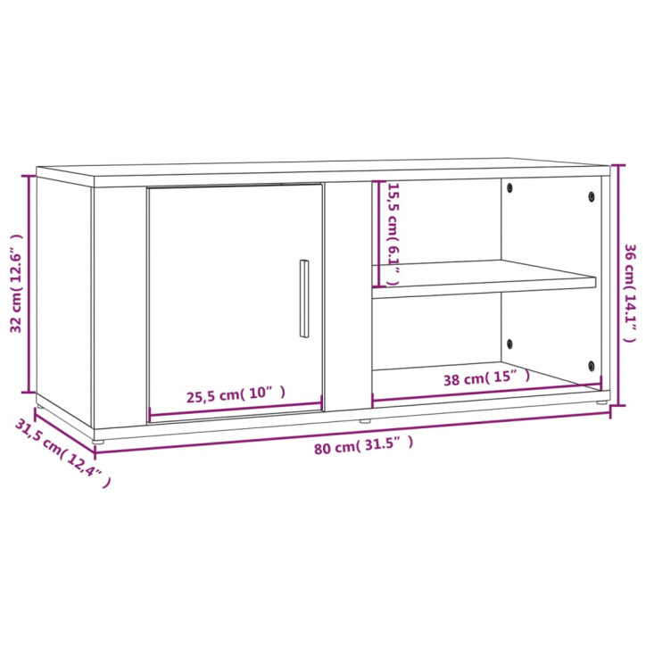 Televizoriaus spintelės, 2vnt., juodos, 80x31,5x36cm, mediena