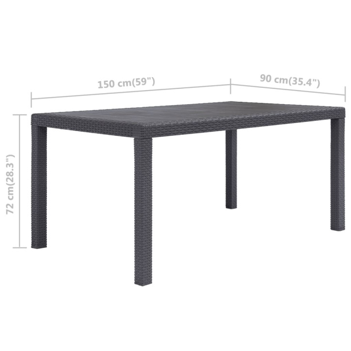 Sodo stalas, rudos sp., 150x90x72 cm, plastikas, rat. imit.