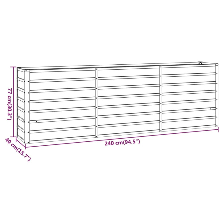 Sodo lovelis, pilkas, 240x40x77cm, plienas