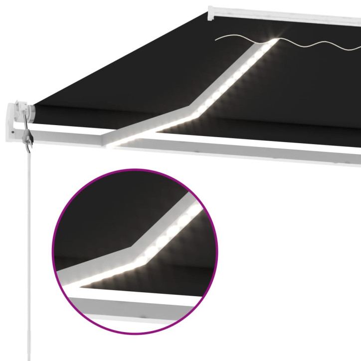 Automatinė markizė su LED/vėjo jutikliu, antracito, 400x350cm