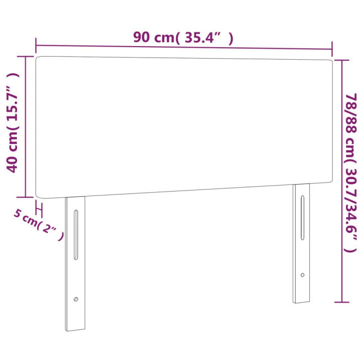 Galvūgalis su LED, pilkos spalvos, 90x5x78/88cm, dirbtinė oda