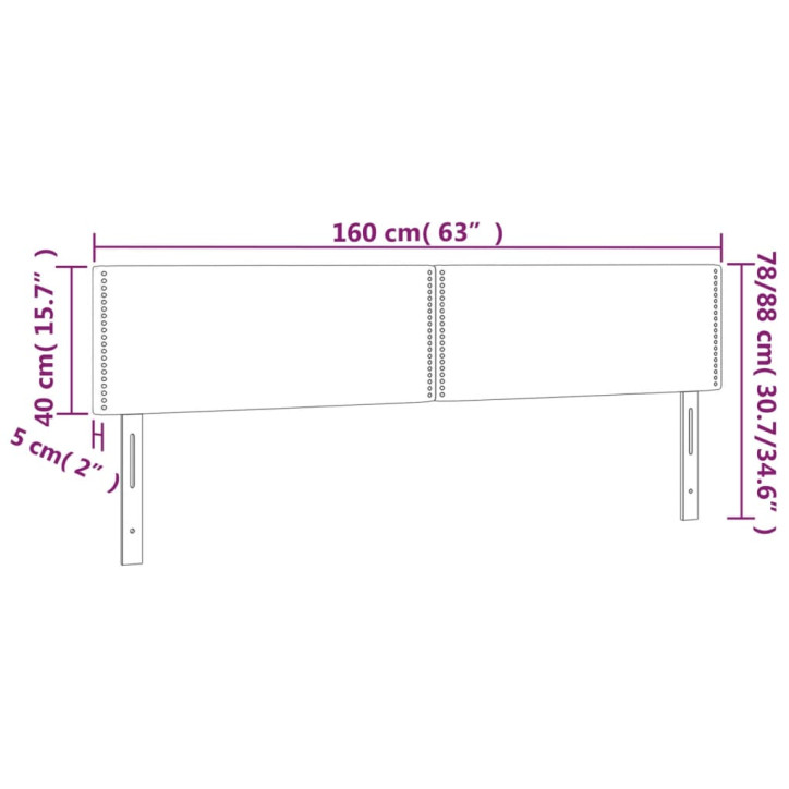 Galvūgalis su LED, pilkos spalvos, 160x5x78/88cm, dirbtinė oda