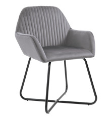 Valgomojo kėdės, 6vnt., pilkos spalvos, aksomas