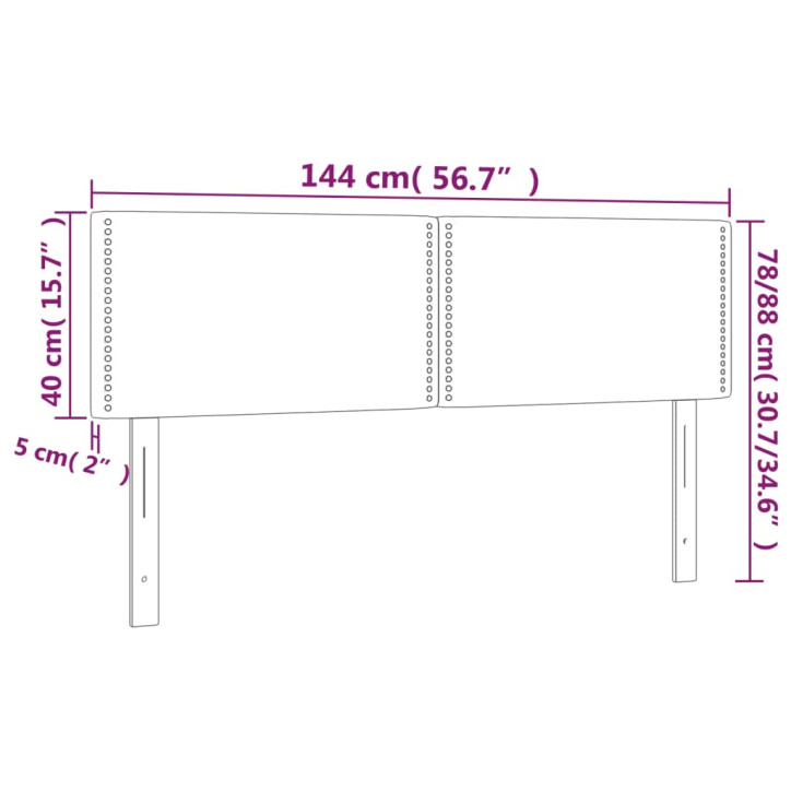 Galvūgalis su LED, šviesiai pilkas, 144x5x78/88cm, audinys