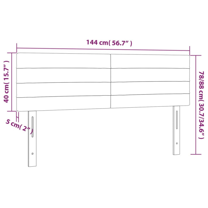 Galvūgalis su LED, tamsiai rudos spalvos, 144x5x78/88cm,audinys