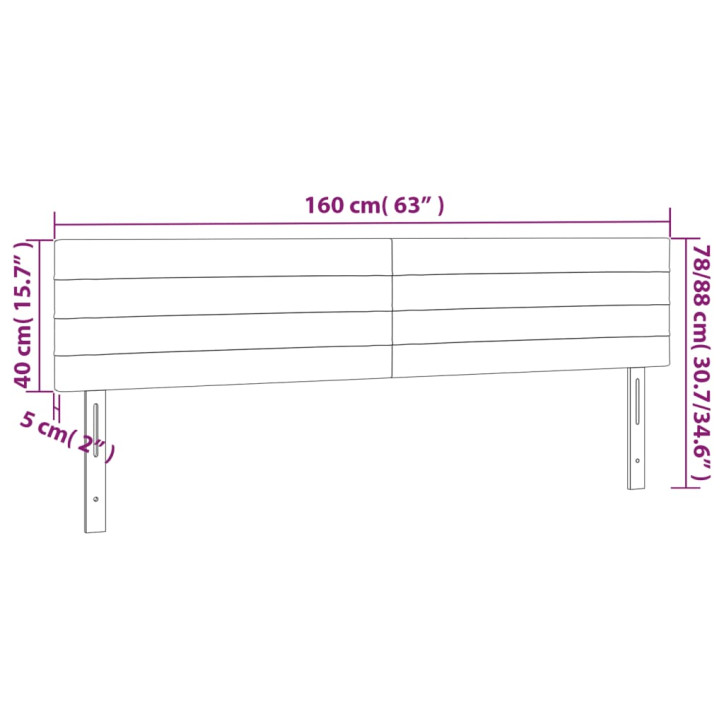 Galvūgalis su LED, kreminės spalvos, 160x5x78/88cm, audinys