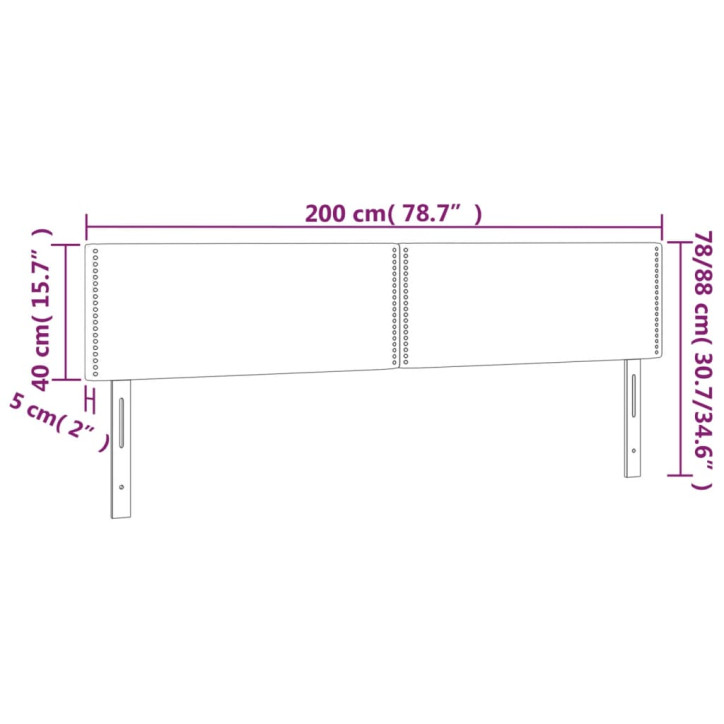 Galvūgalis su LED, šviesiai pilkas, 200x5x78/88cm, audinys