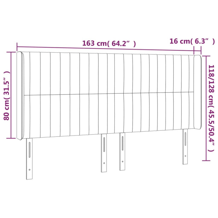 Galvūgalis su LED, kreminės spalvos, 163x16x118/128cm, audinys