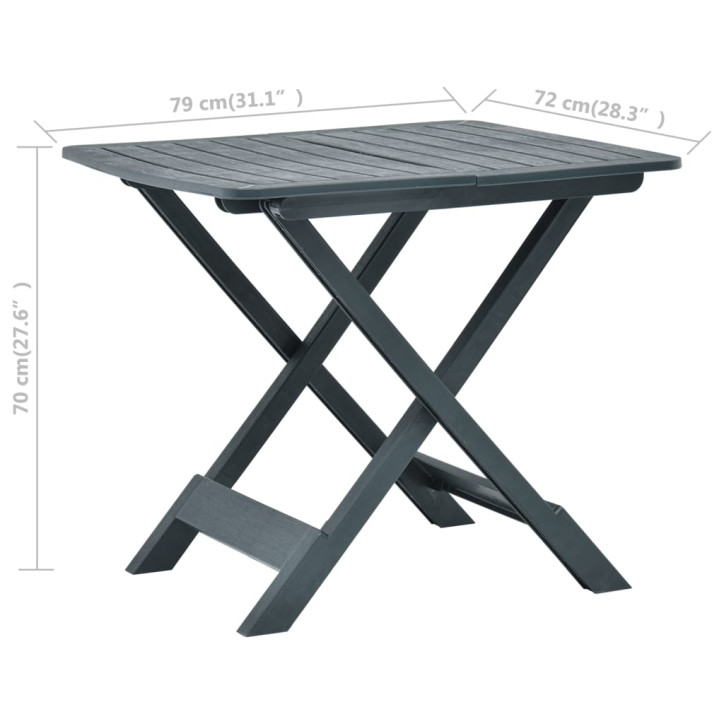 Sulankstomas sodo stalas, žalios spalvos, 79x72x70cm, plastikas