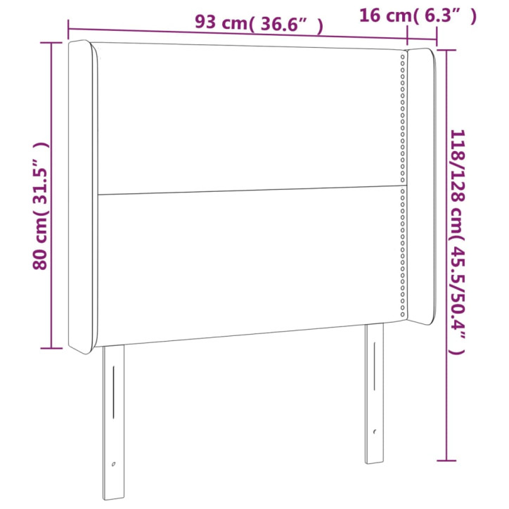 Galvūgalis su LED, juodos spalvos, 93x16x118/128cm, audinys