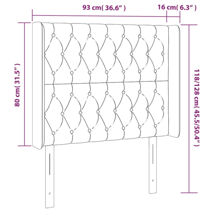 Galvūgalis su LED, tamsiai rudos spalvos, 93x16x118/128cm