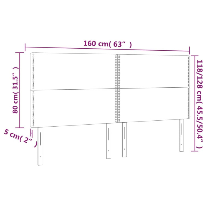 Galvūgalis su LED, pilkas, 160x5x118/128cm, dirbtinė oda