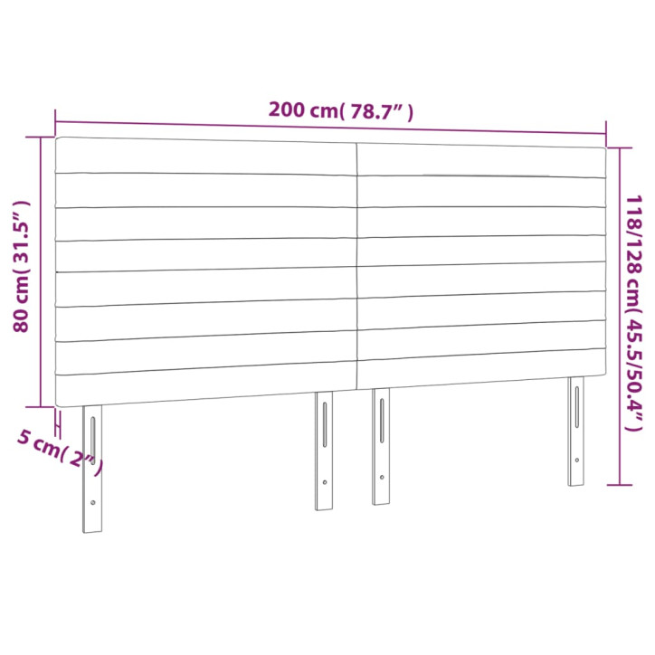 Galvūgalis su LED, juodos spalvos, 200x5x118/128cm, audinys