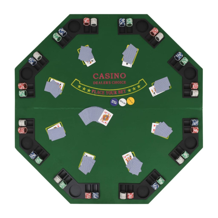 Pokerio stalviršis, sulankst., 8 žaid., 2d., aštuonkam., žalias