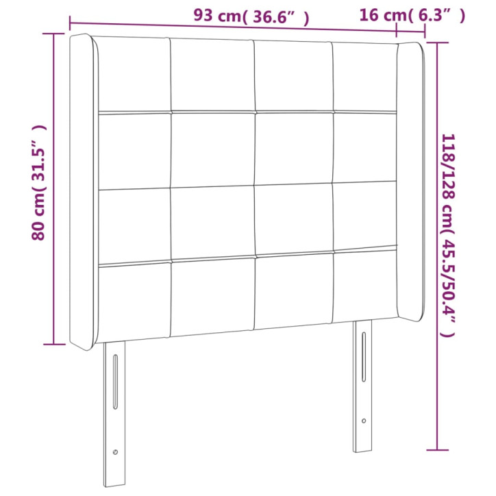 Galvūgalis su LED, tamsiai pilkas, 93x16x118/128cm, aksomas