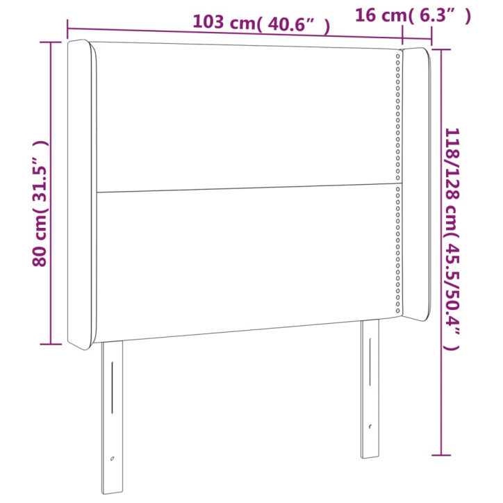 Galvūgalis su LED, kapučino spalvos, 103x16x118/128cm