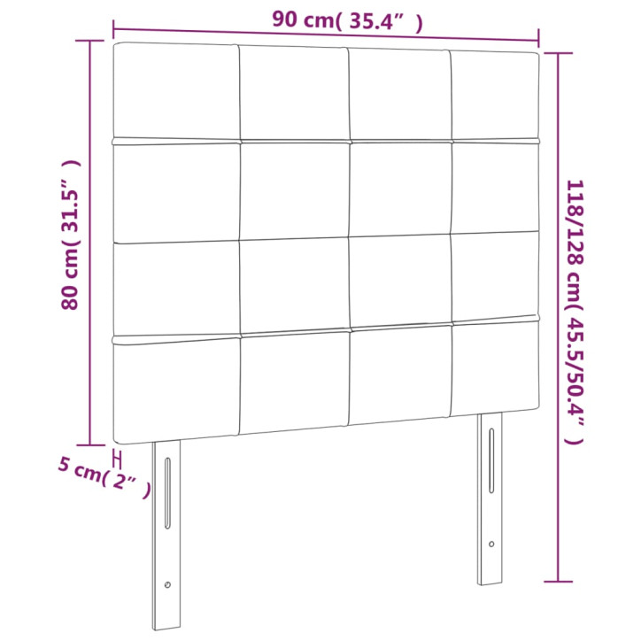 Galvūgalis su LED, tamsiai pilkas, 90x5x118/128cm, aksomas