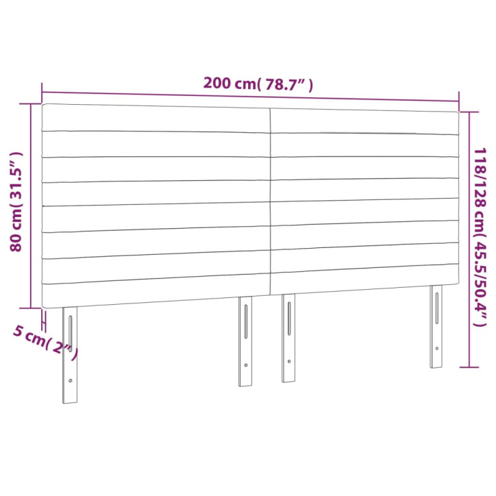 Galvūgalis su LED, taupe spalvos, 200x5x118/128cm, audinys