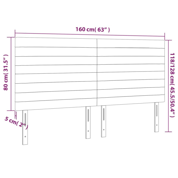 Galvūgalis su LED, juodos spalvos, 160x5x118/128cm, aksomas