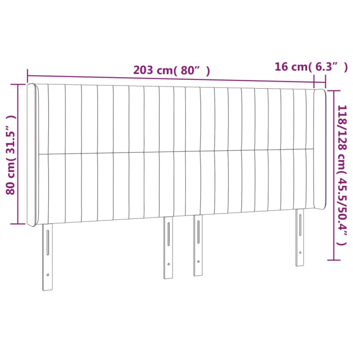 Galvūgalis su LED, tamsiai rudos spalvos, 203x16x118/128cm