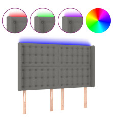 Galvūgalis su LED, tamsiai pilkas, 147x16x118/128cm, audinys